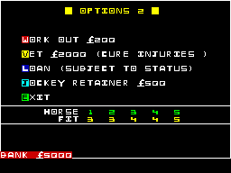 Classic Trainer (ZX Spectrum) screenshot: Options