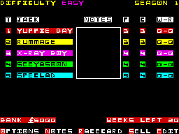 Classic Trainer (ZX Spectrum) screenshot: Your horses