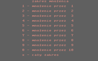 Tabliczka Mnożenia dla Najmłodszych (Commodore 64) screenshot: Multiplication range