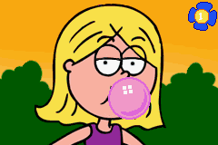 Lizzie McGuire 3: Homecoming Havoc (Game Boy Advance) screenshot: Blow a bubble.