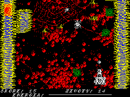 Megamix 1: Axons / Galactic Gunners (ZX Spectrum) screenshot: Axons - White enemy is hard to see