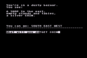 Arabian Nights (Atari 8-bit) screenshot: Exploring the Bazaar
