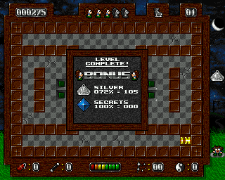 Blockhead (Amiga) screenshot: Level completed