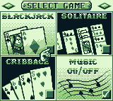 Las Vegas Cool Hand (Game Boy) screenshot: Select your game (or turn off the music)