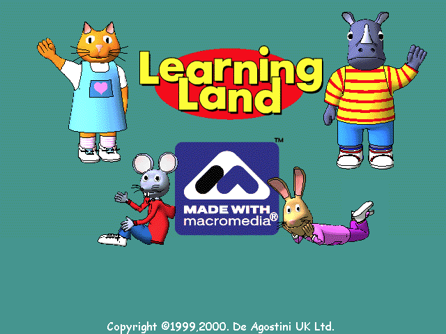 Learning Land 1: At The Playground (Windows) screenshot: The exit screen. The characters wave as the credits scroll upwards beneath them.