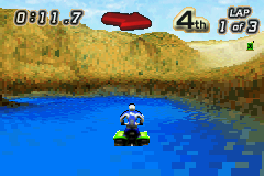 Quad Desert Fury (Game Boy Advance) screenshot: You can drive through water.