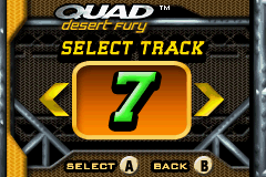 Quad Desert Fury (Game Boy Advance) screenshot: Track selection menu