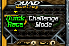 Quad Desert Fury (Game Boy Advance) screenshot: Main menu