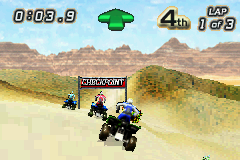 Quad Desert Fury (Game Boy Advance) screenshot: Approaching a checkpoint