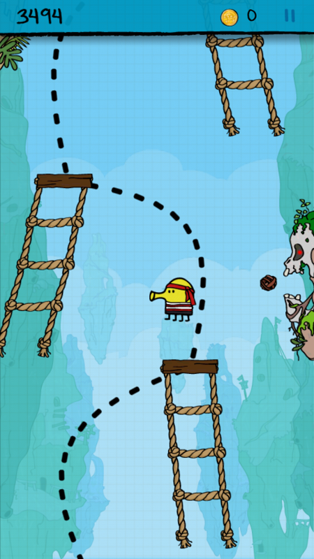 Doodle Jump (Android) screenshot: Gameplay (Pirate theme)