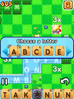 WordCrafter (J2ME) screenshot: Using a wildcard tile