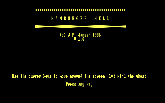 Hamburger Hell (DOS) screenshot: Title screen