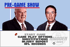 Madden NFL 2004 (Game Boy Advance) screenshot: Pre-Game Show