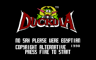 Count Duckula in No Sax Please - We're Egyptian (Amiga) screenshot: Title screen 3