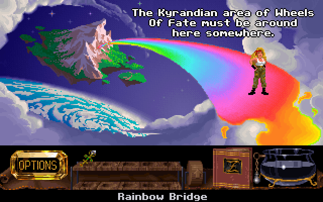 Fables & Fiends: Hand of Fate (FM Towns) screenshot: Rainbow bridge (English mode)