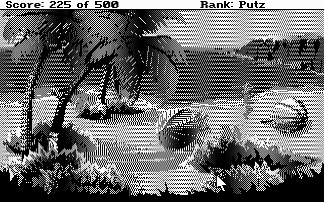 Leisure Suit Larry Goes Looking for Love (In Several Wrong Places) (DOS) screenshot: At the beach - CGA 2 color
