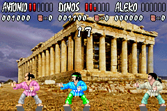 International Karate Advanced (Game Boy Advance) screenshot: Greece. They probably spotted an UFO or something...