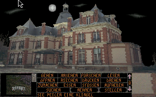 Sheer Agony (Atari ST) screenshot: (Falcon030) You stand outside the "Sheer Agony Manor"