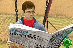 Harry Potter and the Order of the Phoenix (Game Boy Advance) screenshot: Harry reading the newspaper