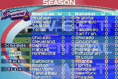 High Heat Major League Baseball 2003 (Game Boy Advance) screenshot: The teams competing