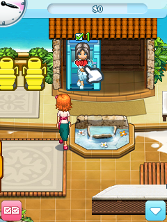 Sally's Spa (J2ME) screenshot: Customer in the sauna