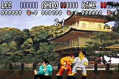 International Karate Advanced (Game Boy Advance) screenshot: Head butt. "Love" their painful facial expressions.