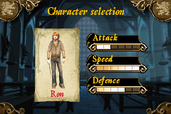 Harry Potter and the Goblet of Fire (Game Boy Advance) screenshot: Selecting Ron