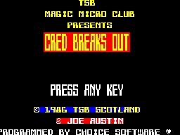 Cred Breaks Out (ZX Spectrum) screenshot: Title Screen