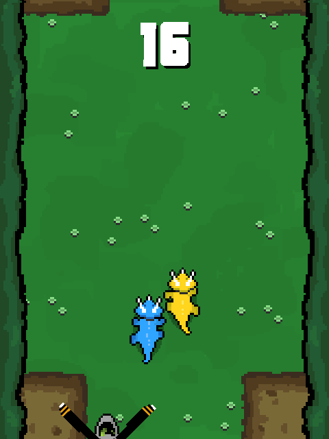 Dino Bolt (Browser) screenshot: As long as you have both dinosaurs, you will get double points