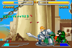 Dual Blades (Game Boy Advance) screenshot: Hit him low