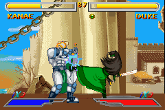 Dual Blades (Game Boy Advance) screenshot: Kick to the sore bits