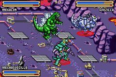 Godzilla: Domination! (Game Boy Advance) screenshot: Godzilla knocked your partner down