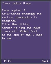Carmageddon (J2ME) screenshot: Check points race instructions