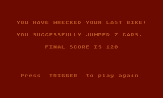 Biker Dave (Atari 8-bit) screenshot: Final score