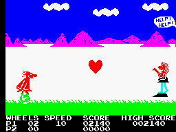 BC's Quest for Tires (ZX Spectrum) screenshot: - My <i>querida</i>!<br> - Hey?! Who's asking for help after all?