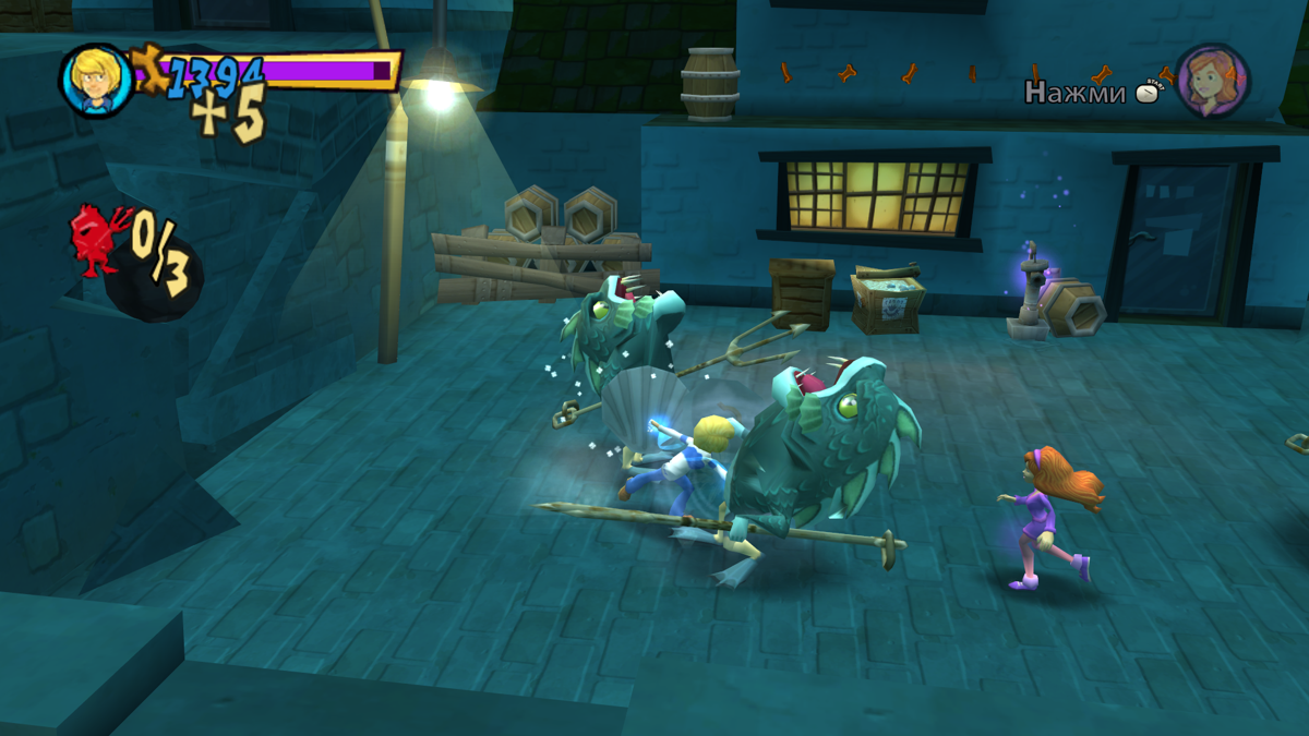 Scooby-Doo!: First Frights (Windows) screenshot: Fighting crabs and guys with crab guns