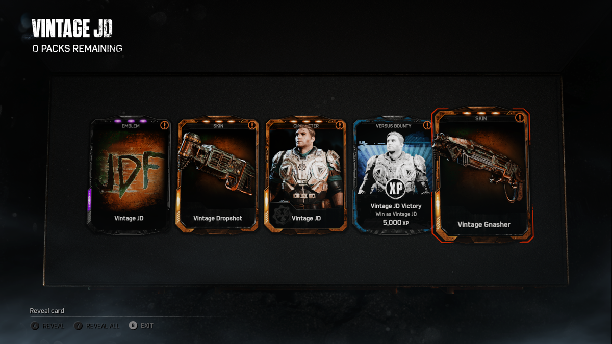 Gears of War 4: Season Pass (Xbox One) screenshot: The vintage VIP pack includes these five cards.