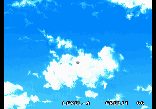 Tecmo World Soccer '96 (Arcade) screenshot: The ball soars in the air.