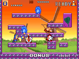 Fancy World: Earth of Crisis (Arcade) screenshot: Angry hedgehogs