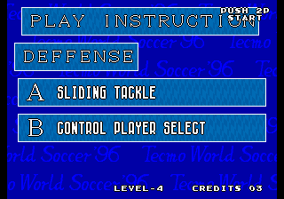 Tecmo World Soccer '96 (Arcade) screenshot: How to play (continued)