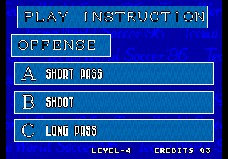 Tecmo World Soccer '96 (Arcade) screenshot: How to play