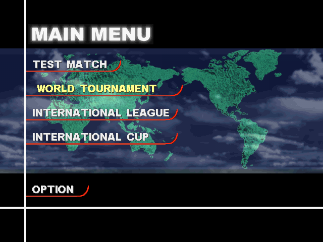 Super Shot Soccer (PlayStation) screenshot: Main Menu (Super Shot Soccer)
