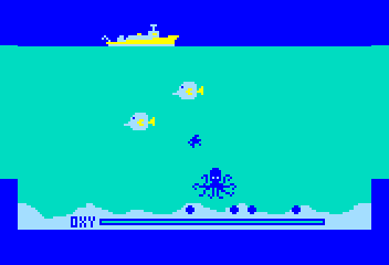 Treasure Cove (Bally Astrocade) screenshot: Starting out in the boat