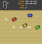 Micro Machines (J2ME) screenshot: Four cars in tournament mode
