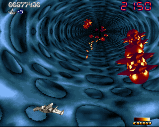 Super Stardust (Amiga) screenshot: The second tunnel sequence