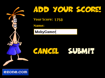 Blingball (Browser) screenshot: A high score has been achieved