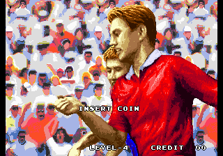 Tecmo World Soccer '96 (Arcade) screenshot: Who will get it first?
