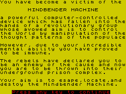 Mindbender (ZX Spectrum) screenshot: Story
