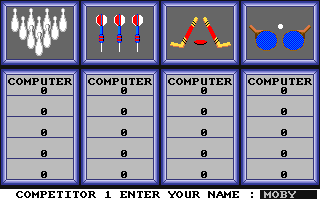 Superstar Indoor Sports (Amiga) screenshot: Main menu