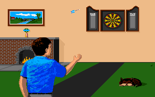 Superstar Indoor Sports (Amiga) screenshot: Don't hit the cat